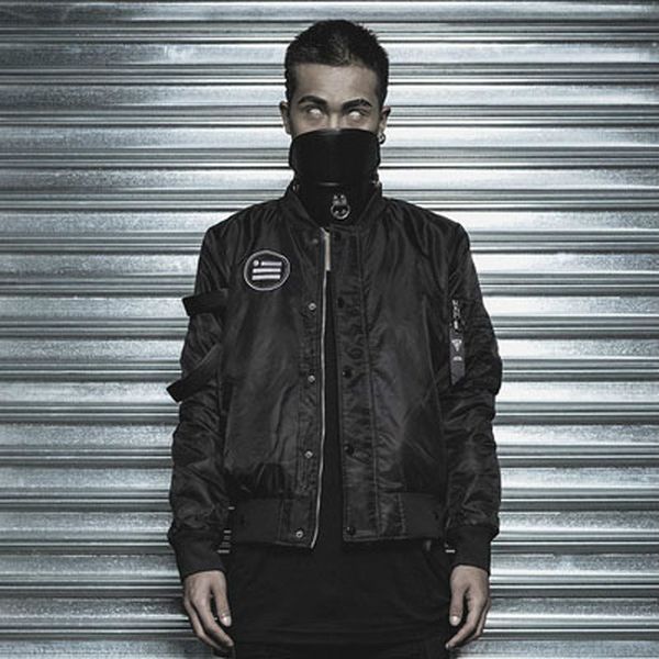 

high street dark black strap pilot jacket tide quilted jacket ninja thick male, Black;brown