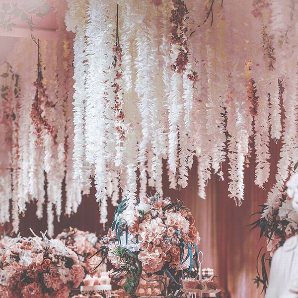 

100cm artificial cherry blossom vine silk flowers sakura for party wedding ceiling decor fake garland arch ivy diy party decof