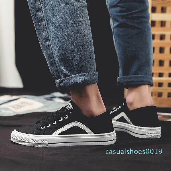 

summer canvas shoes solid color lover footwear 50% men skate sneakers spring ulzzang plimsolls teen casual board shoes c19, Black