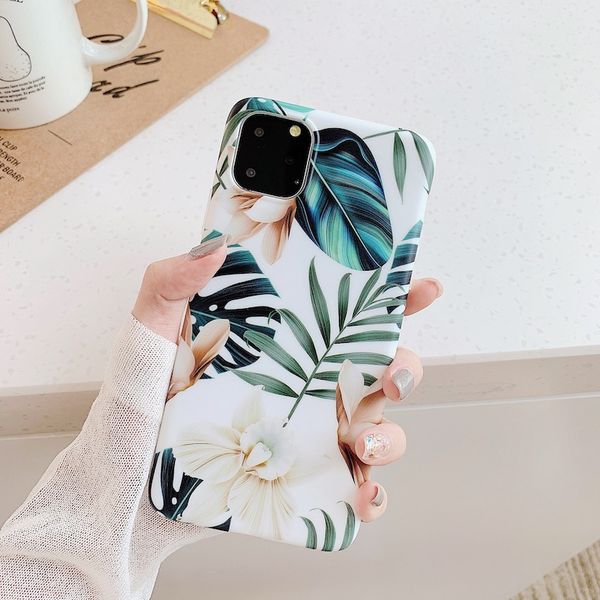 

art flower banana leaf phone case for iphone 11 pro max xr xs max 8 7 6 6splus retro floral soft phone back cover