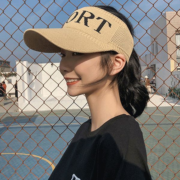 

6pcs/lot outing sports elastic running sun hat sunscreen visors hollow out caps for female exercise duck baseball letter hats fashion access, Blue;gray