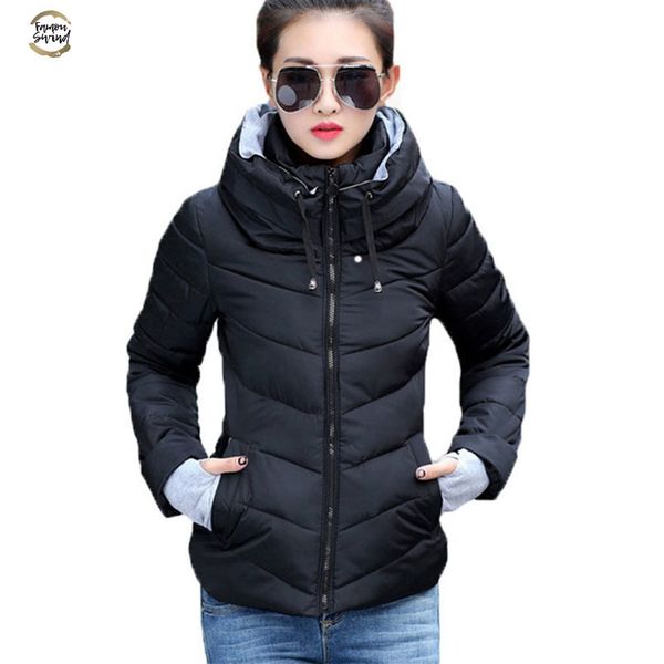

autumn women winter jacket warm parkas plus new ladies thicken short outerwear stand collar cotton padded female slim coats, Black;brown