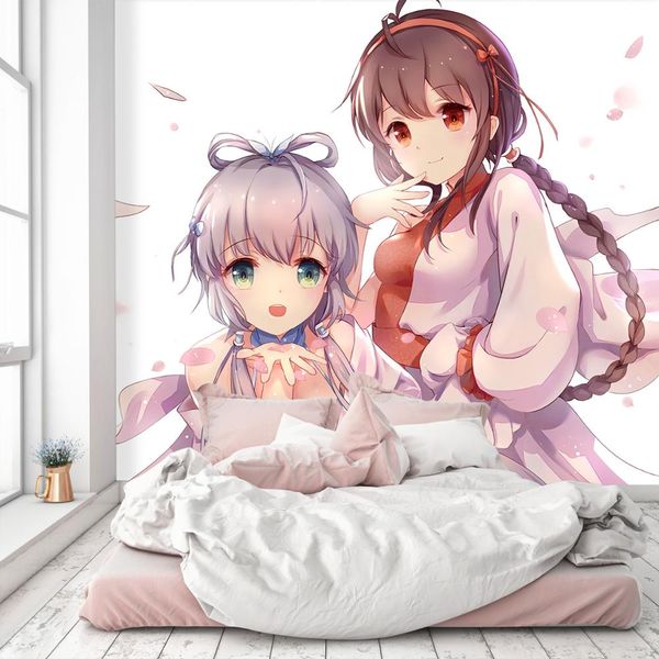 

self-adhesive] 3d long-haired girl 564600 japan anime wall paper mural wall print decal murals