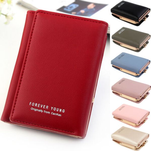 

1pc cute wallet women coin bag leather ladies simple bifold small handbag purse, Red;black