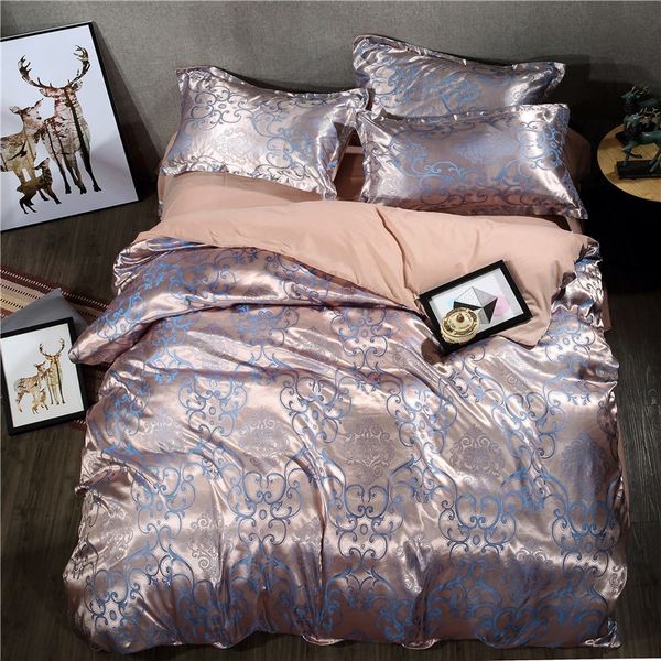 

europe style satin jacquard bedding sets bed linen pillowcase duvet cover set twin queen size 4pcs luxury satin bedding sets