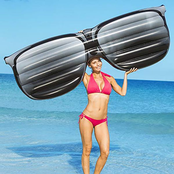 

190cm giant inflatable sunglasses shape floating row inflatable swimming pool float lounge air mattress water fun toys beach bed