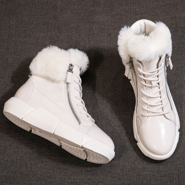

winter women snow ankle boots waterproof new light female cotton shoes platform fashion fur snow ankle boots, Black