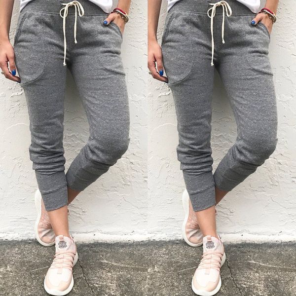 Novas Mulheres Casuais Hip Hop Harem Pants Capris Calças Sweatpants Casual Womens Nove Comprimento Calças Calças Elásticas