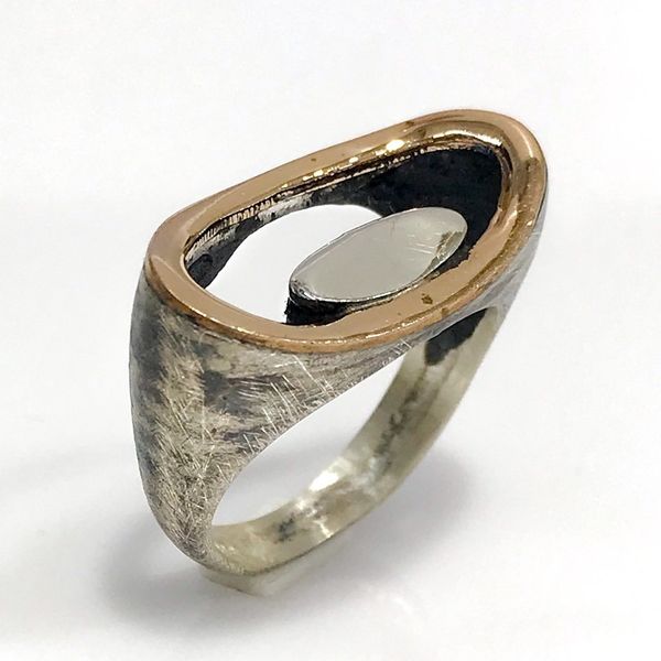 

sterling custom design authentic hand production silver ring, Golden;silver