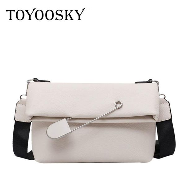 

toyoosky fold over women bags crossbody bags pin design pu leather satchels solid hasp daily shoulder messenger