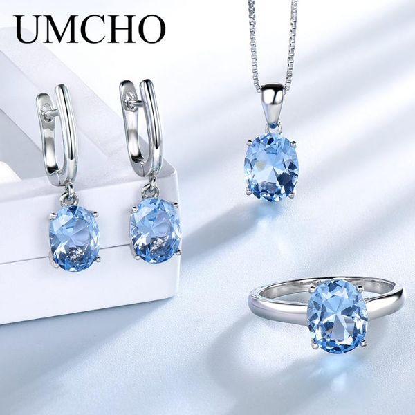 

umcho real 925 sterling silver pendants necklace rings earrings z wedding jewelry sets for bride women with box chain, Black