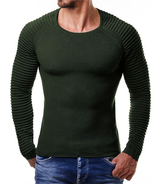 

panelled mens designer sweaters fashion solid color striped sleeve mens sweaters casual slim pullover males clothing, White;black