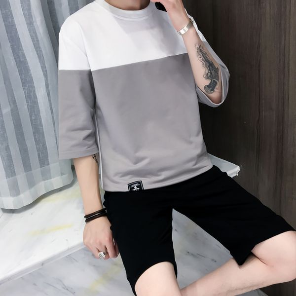 

2019 summer fashion brand menswear streetwear breathable short pants casual clothing for two piece set, Gray