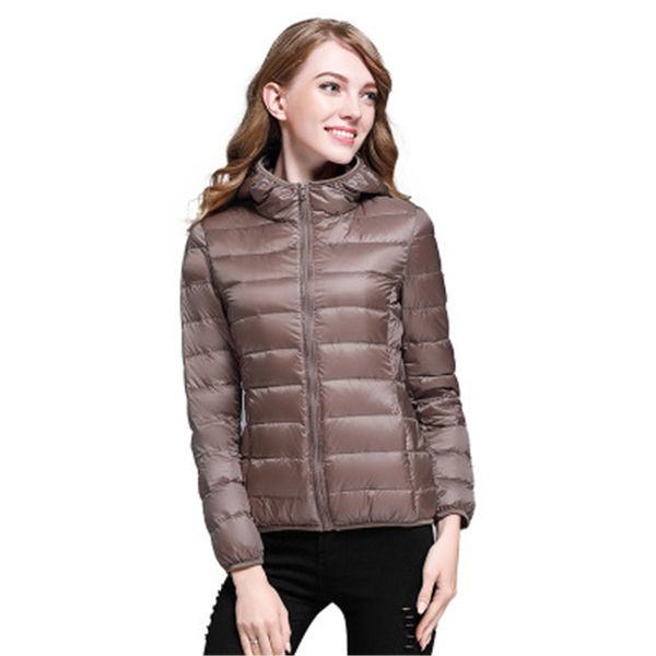 

winter basic down jacket fashion slim bright long-sleeved hooded zipper light style women's temperament down jacket, Black