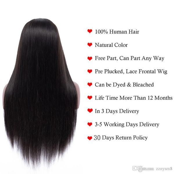 

кружева фронт парик человеческих волос pre сорванные с ребенком прямой человеческих волос парик шнурка для женщин remy парики длинные прямые, Black