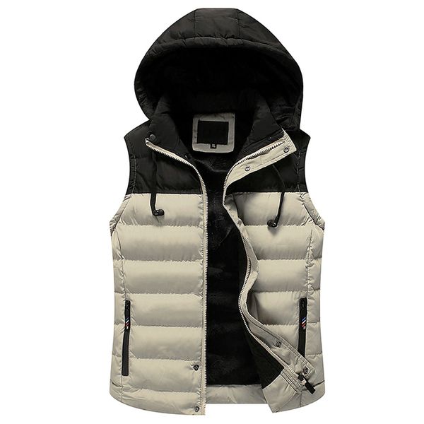 

drop shipping new autumn winter men hooded vest match color slim fit warm waistcoat s-xxl jpmj02, Black;white