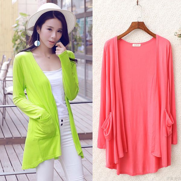 

sunscreen coat women new modal long sleeve jackets in the long jacket shawl loose large size sunscreen clothes, Black;brown