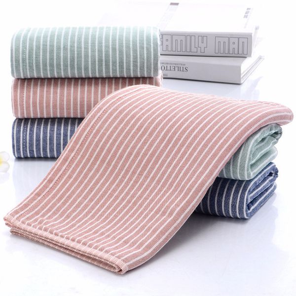 

2pcs/set striped cotton towel set face hand towel bathroom face shower towels home l for adults kids soft 32*72cm