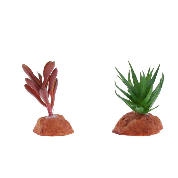

2pcs aquarium landscaping artificial plants succulents reptile hideaway