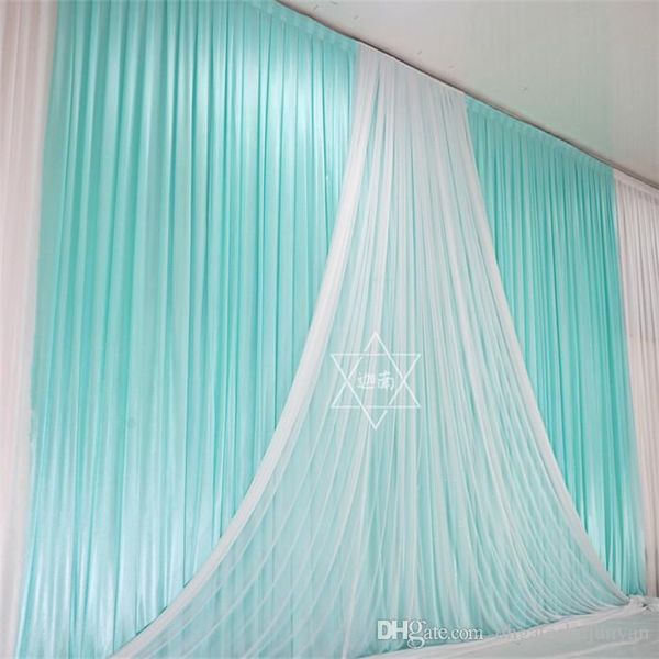 3 6m Tiffany Blue Ice Slik Wedding Party Backdrop Curtain With