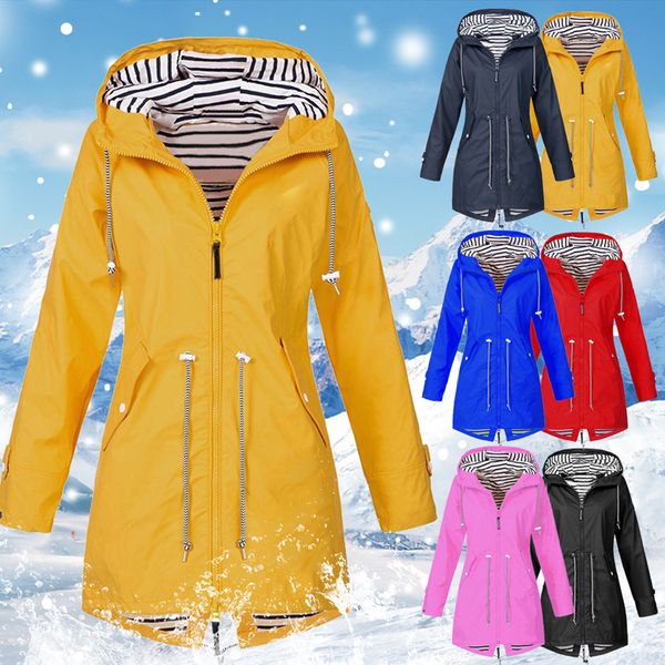 

women hooded long jacket waterproof windproof outwear zipper hoody sporting joggers outdoors coats multi color casual jackets, Black;brown