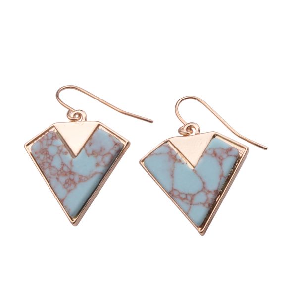 

u-shaped white turquoise 8mm triangle round earrings ladies three different styles wild ladies earrings, Golden