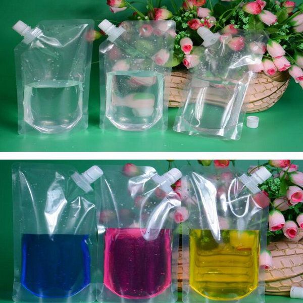 

100 durable packaging bag transparent milk drink pouch disposable liquid coffee beverage with nozzle juice stand up sealed dhl sweet07
