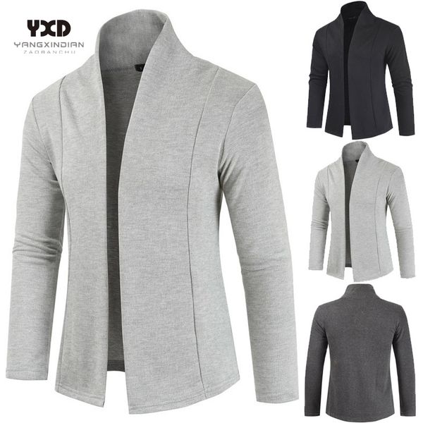 

men's clothing shawl collar slim man cardigan sweater mens spliced cardigans knitted sweaters casual mans clothes men coat male, White;black
