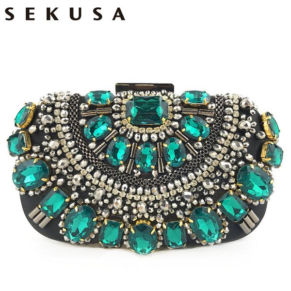 

women handbags black crystal evening purse metal clutches silver beaded bridal wedding box clutch bags bolsos mujer