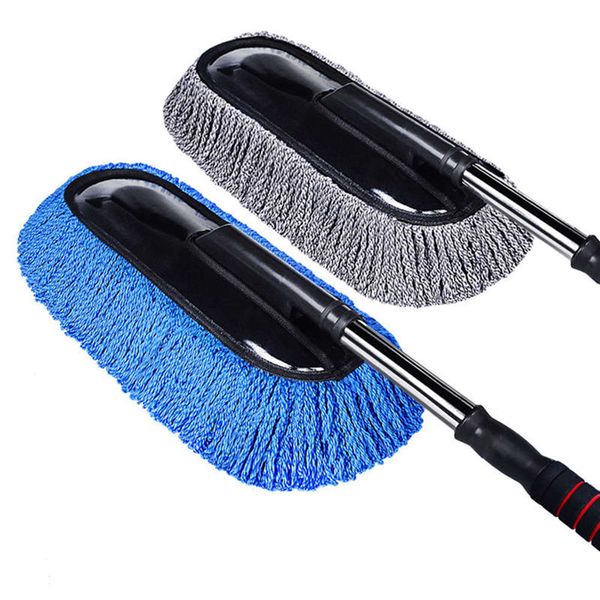 

universal car cleaning brush auto window duster retractable microfiber stainless steel long handle dust washable car washer