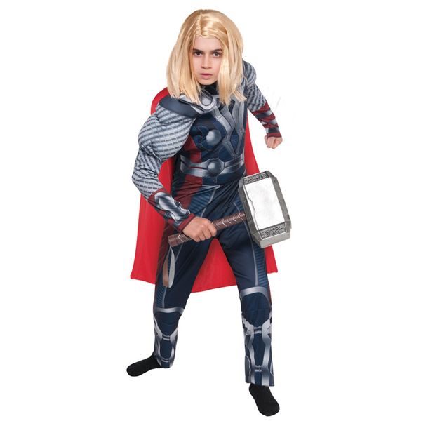 

new arrival child boys the muscle thor costume, Black;red