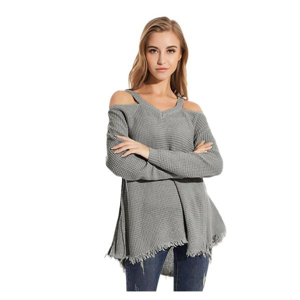 

женщины осень зима с плеча боковой патч бахрома кисточкой свитер сплошной пуловер дамы сексуальный сплошной цвет свитер, White;black