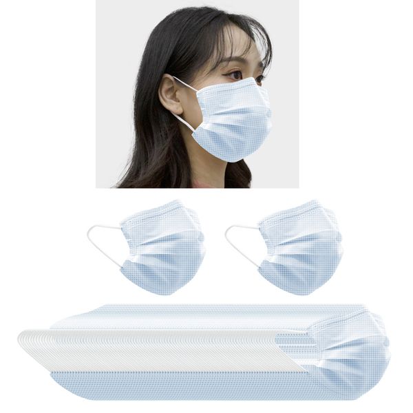 

100 pieces adults disposable anti-haze face mouth mask dustproof blue