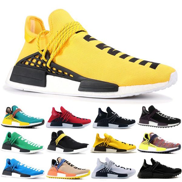 

with box human race hu trail pharrell williams running shoes for mens women nerd black cream trainers outdoor sports sneakers us 5-12