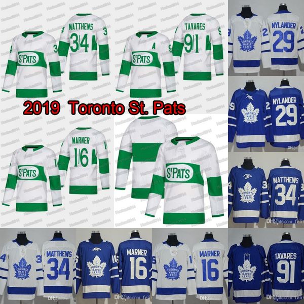 

2019 Toronto St. Pats 16 Mitch Marner Jersey Toronto Maple Leafs #91 JohnTavares 34 Austonmatthews William Nylander Leafs Hockey Jerseys
