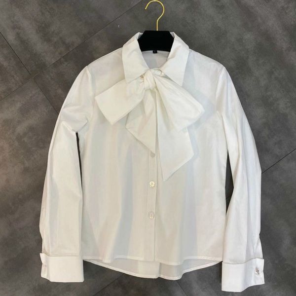 

deat 2020 spring long sleeve big bow collar white size blouse women mh414