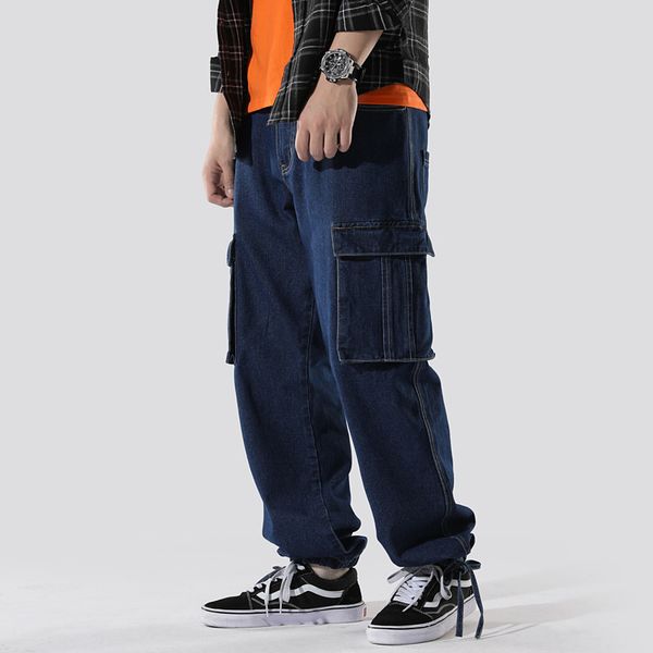

new 2019 blue baggy men straight pant big size -3xl loose style jeans