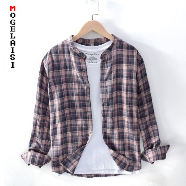 

2020 fashion paid men shirt linen cotton breathable soft man quality clothing long sleeve pocket shirts camisas tb640, White;black
