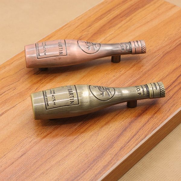 2019 Hot Wine Bottle Shape Handle Retro Wine Cabinet Cupboard Door