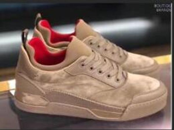 

2019 name brand de igner ca ual hoe man red bottom neaker flat new de igner lace up high mixed color black white trainer ize 38 46