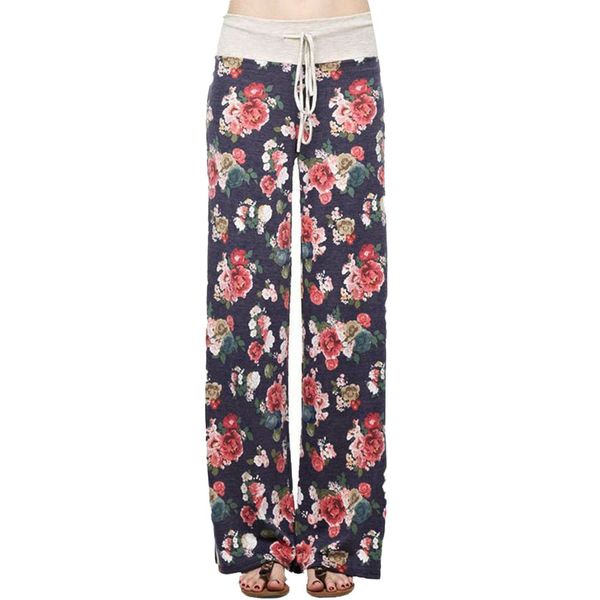 

sleeper 2019 new fashion women high waist print floral wide long leg pants loose daily wear summer ing, Black;white