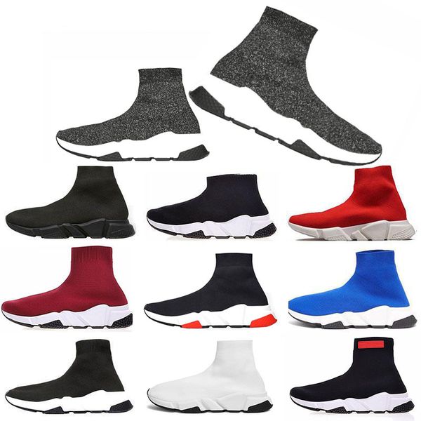 

Wholesale New Sock Shoe designer For men women Speed Trainer fashion Luxury black white blue glitter Flat Brand mens Trainers sneakers 36-45