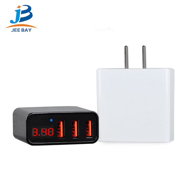 

USB charger 5V 3.4A fast USB phone charger 3 port travel wall charge adapter LED display us/eu plug