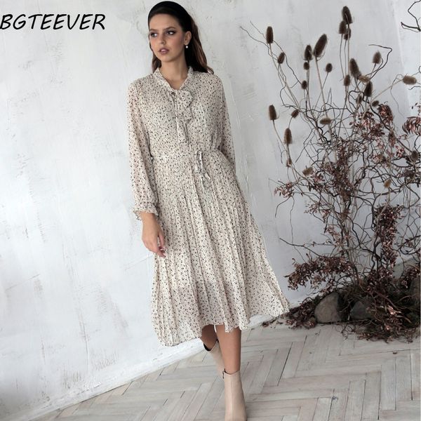 

bgteever, vestido a cuadros con lazo elegante para mujer, primavera 2020, manga acampanada, a media pantorrilla vestido plisado, vestidos de, Black;gray