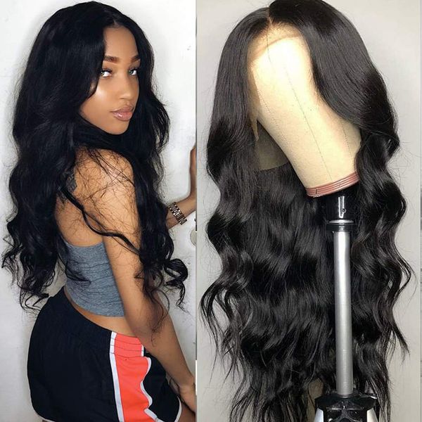 

13x6 lace front human hair wigs for women body wave peruvian virgin hair glueless pre plucked hairline with baby hair, Black