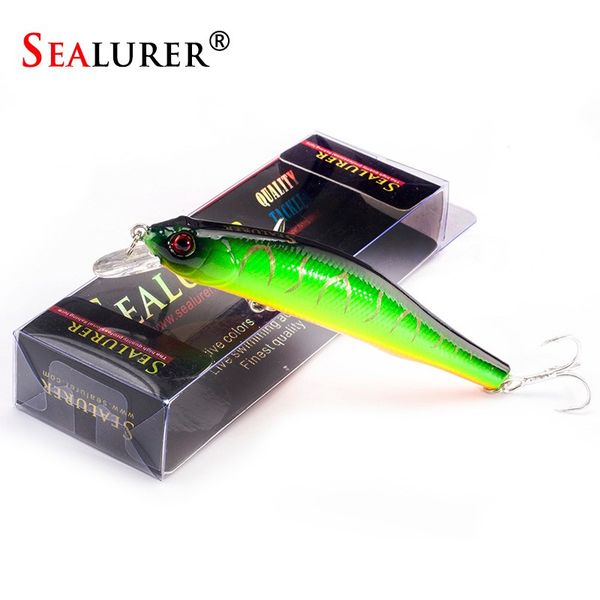 

sealurer boxed fishing lures minnow tackle 100mm 11.7g wobblers crankbait with 6# hooks 3d eyes