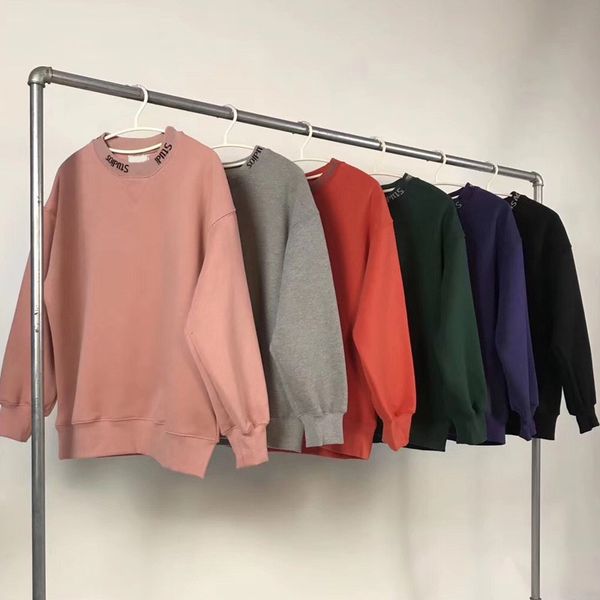 

18fw логотип crewneck с длинным рукавом повседневная простой сплошной толстовка мода пуловер свитер спортивная уличная толстовки hfymwy211, Black