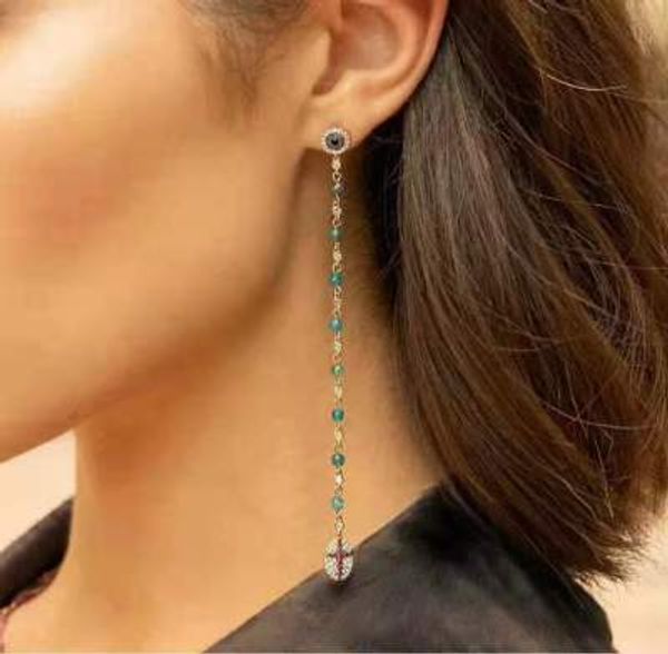 

wholesale- asymmetric turquoise pendant with stud - yellow silver, Golden