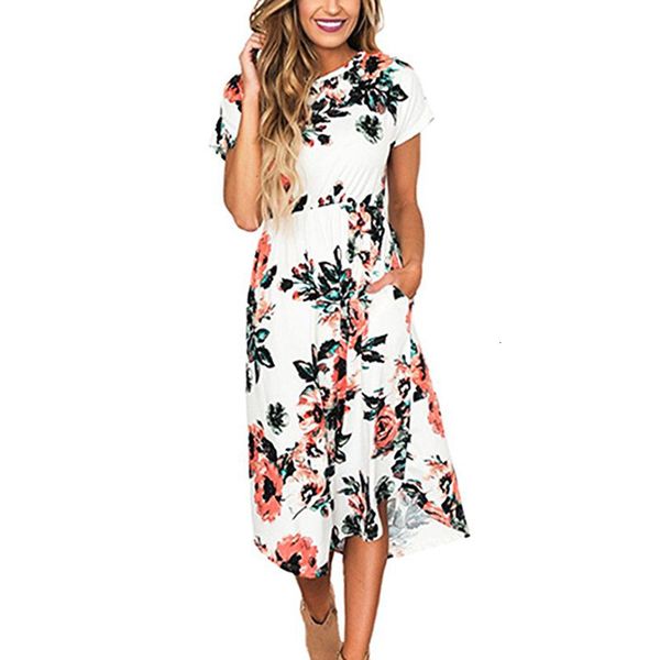 

summer dress women clothes vestidos de 2019 summer printed boho tunic short sleeve casual sundress ladies white dresses robe femme ete, Black;gray