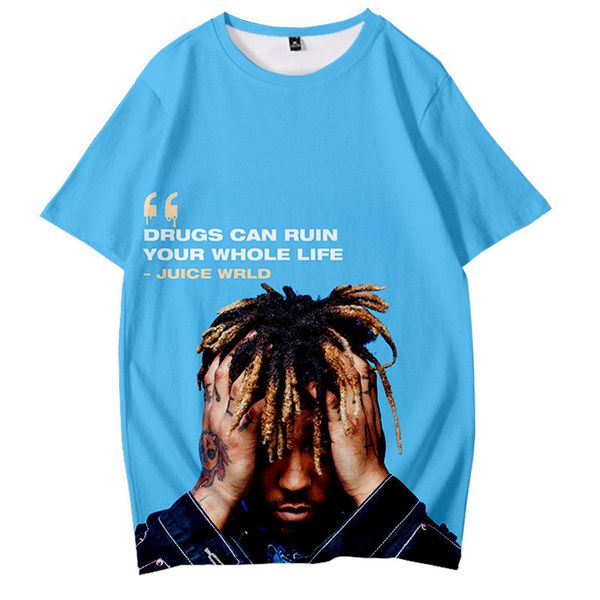 

juice wrld mens tshirts rap singer 3d printed loose short sleeved crew neck pullover tshirts fashion mens tees, White;black